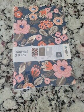 Caliber Floral Navy and Pink Journal 3-Pack